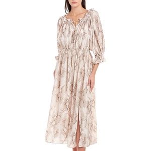 BNWT Elie Tahari Tie Front Midi Dress in neutral snake print XL